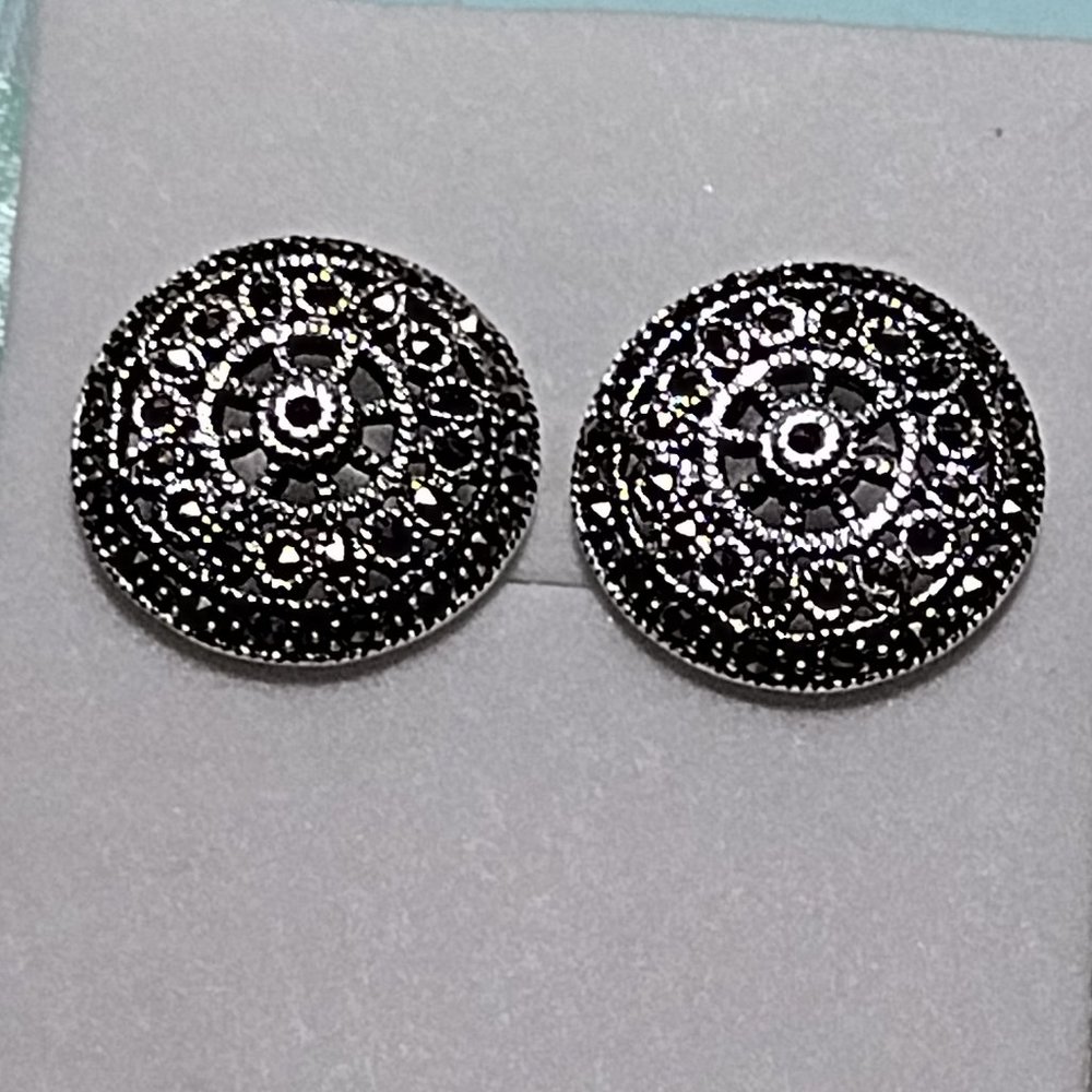 Sterling Silver & Marcasite Round post earrings